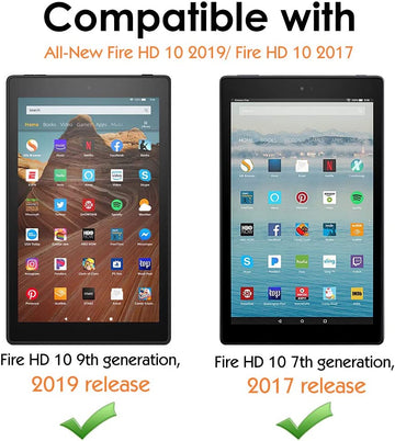 Fire HD 10 Tablet (7th / 9th Generation, 2017/2019 Release) - Lightweight Stand Folio Shockproof Cover Protector with Auto Wake/Sleep for Fire HD 10.1 Inch, Slate BLACK